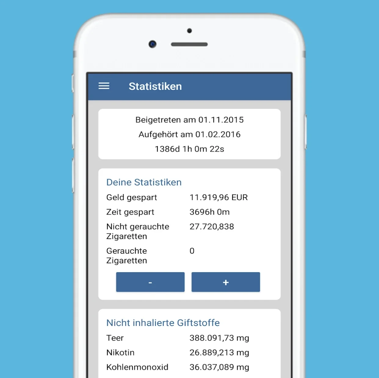 Screenshot from Nichtraucher Pro